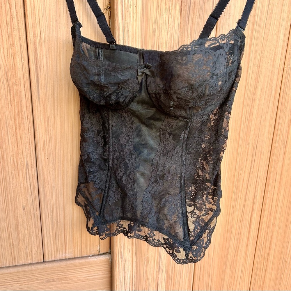 Vintage Gossard Black Lace Bustier Top